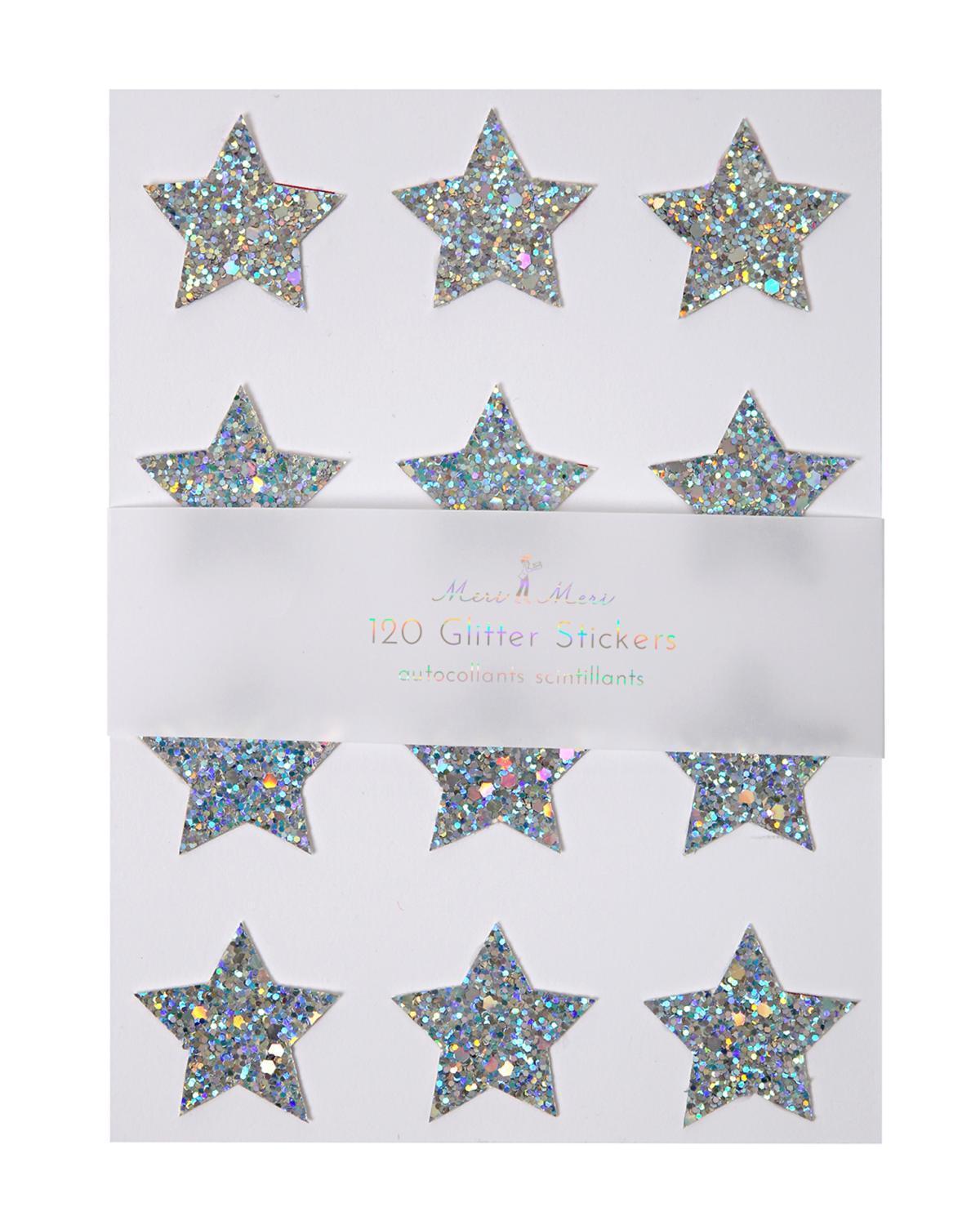 Little meri meri paper+party Silver Star Glitter Stickers