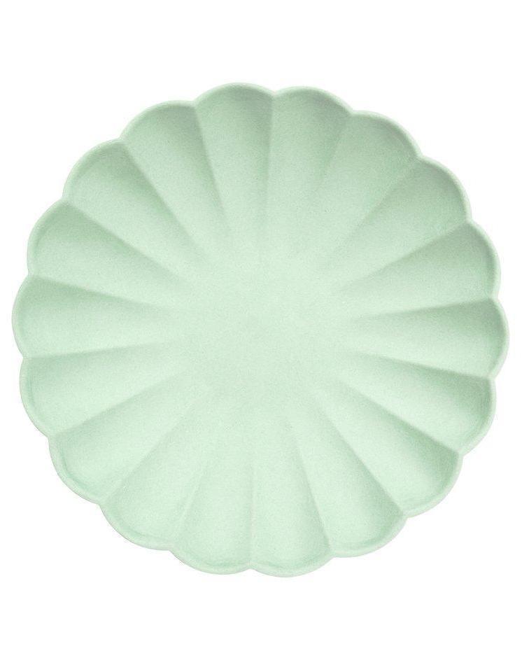 Simply Eco Large Plates in Mint by Meri Meri on a white background.