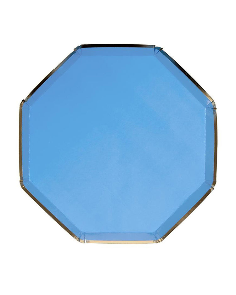 Little meri meri paper+party small blue octagonal plate