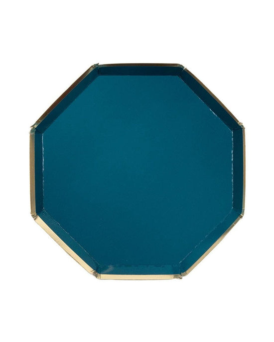 Little meri meri paper+party small dark green octagonal plate