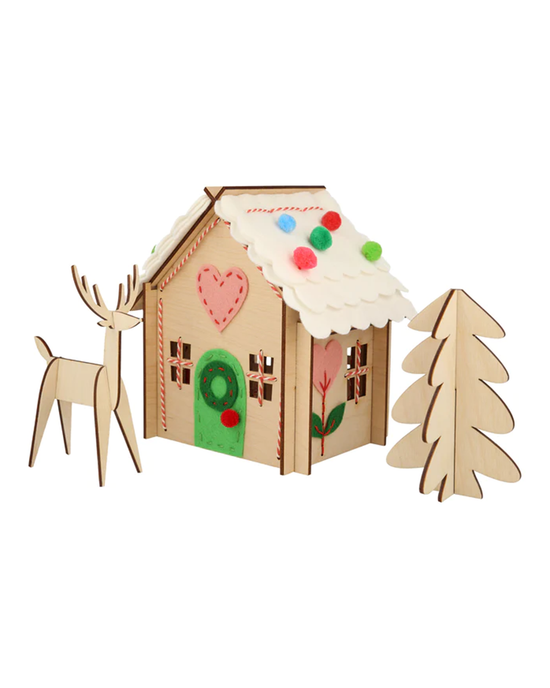 Little meri meri play wooden embroidery gingerbread house kit