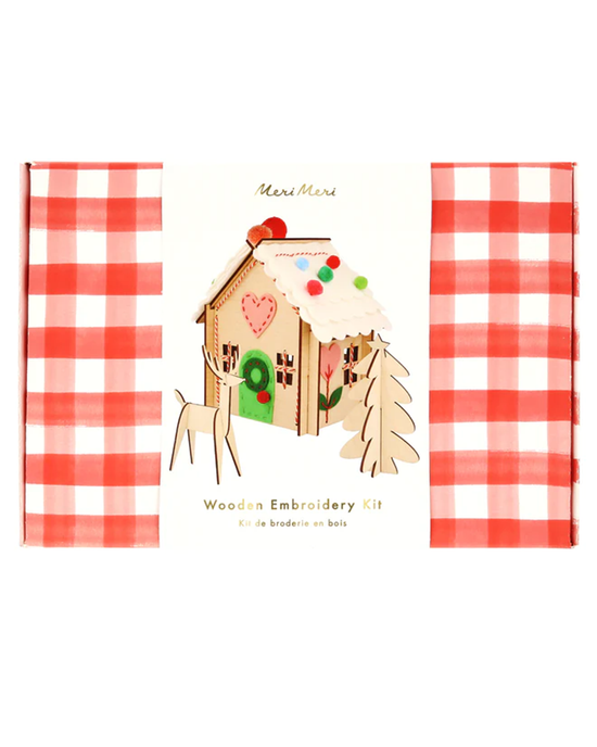 Little meri meri play wooden embroidery gingerbread house kit