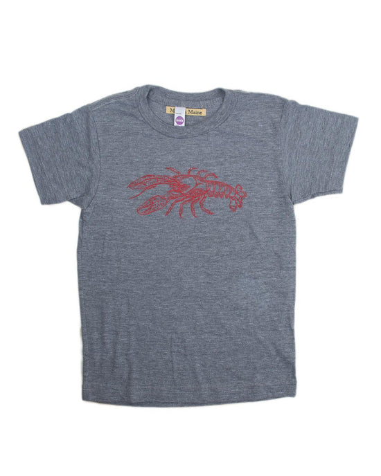 Little milo in maine baby boy 3-6 lobster baby tee in grey + red