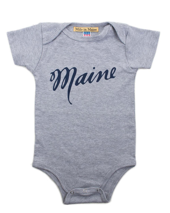 Little milo in maine baby boy maine onesie in grey + navy