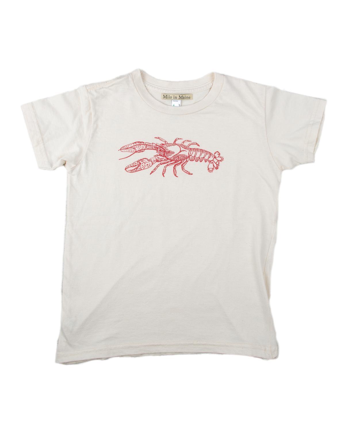 Little milo in maine baby boy 3-6 S/S Baby Lobster Tee in Natural + Red