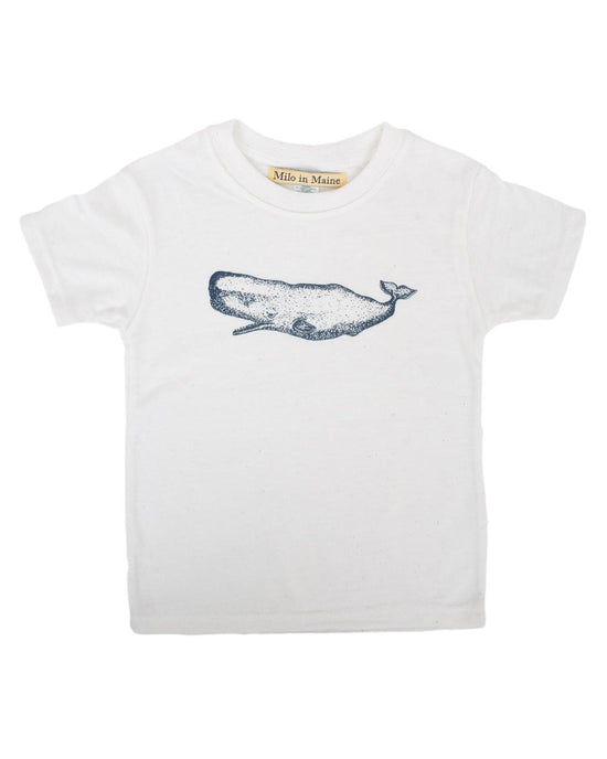Little milo in maine baby boy 3-6 S/S Baby Whale Tee in Natural + Blue