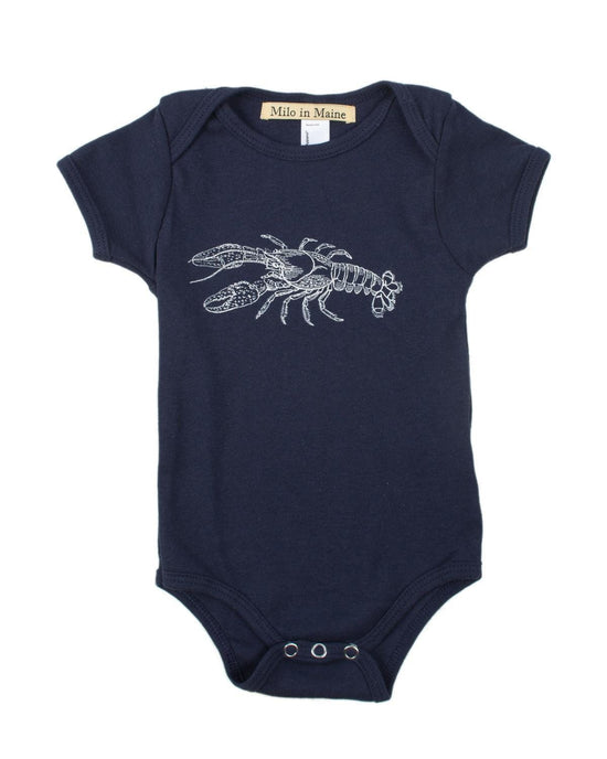 Little milo in maine baby boy S/S Lobster Onesie in Navy + White