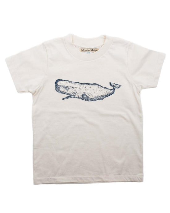 Little milo in maine boy 2 whale tee in natural + navy