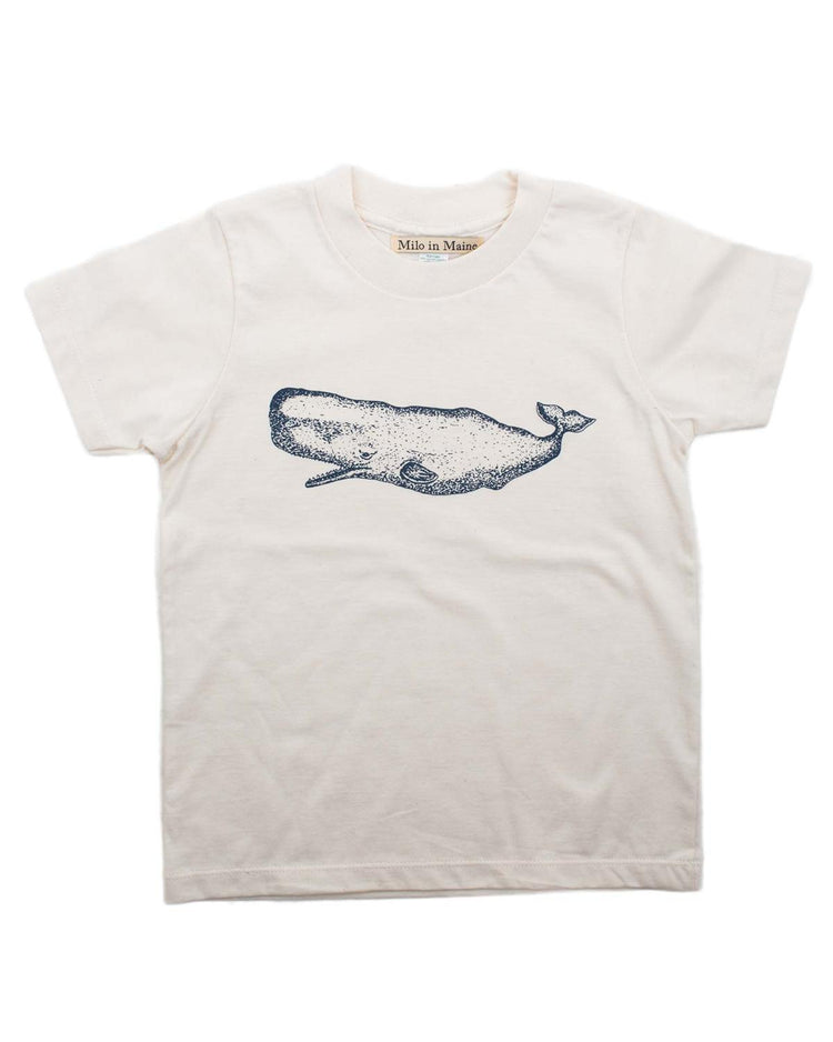 Little milo in maine boy 2 whale tee in natural + navy