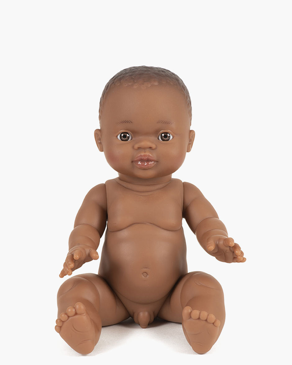 Little minikane play black boy doll with caramel eyes