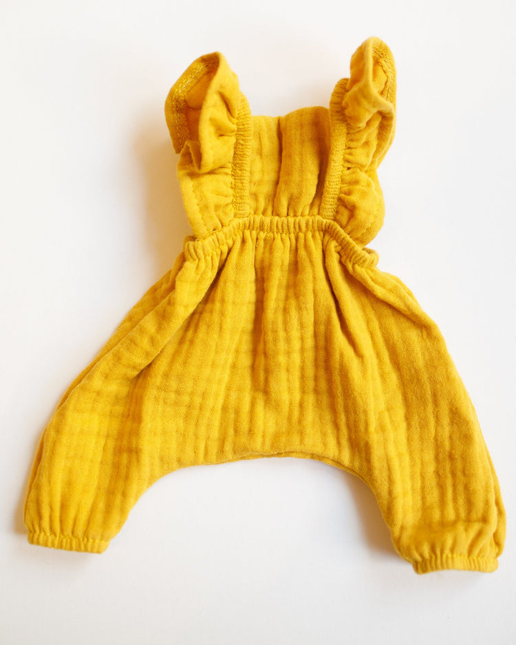 Little minikane play maya double cotton gauze jumpsuit in moutarde