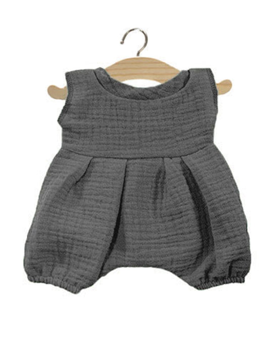 Little minikane play noa double cotton gauze romper in gris anthracite