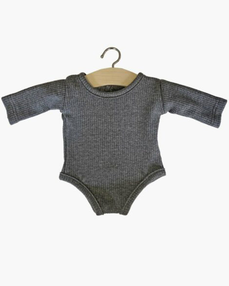 Little minikane play ribbed knit bodysuit in gris anthracite