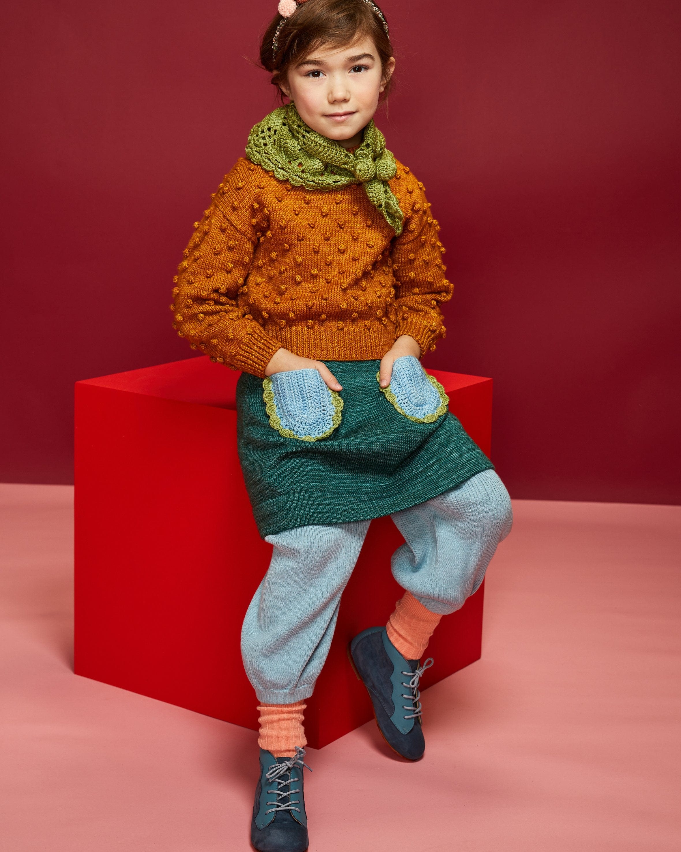 misha + puff popcorn sweater in marigold - Little