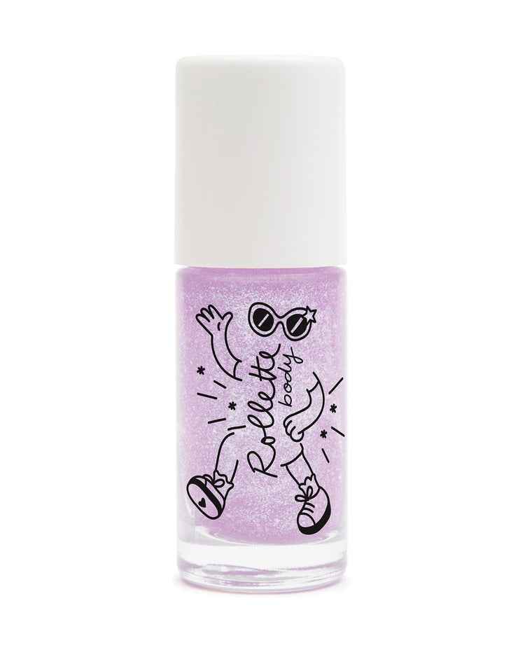 A bottle of Nailmatic body rollette in cherry nail polish with a vegan drawing on it.