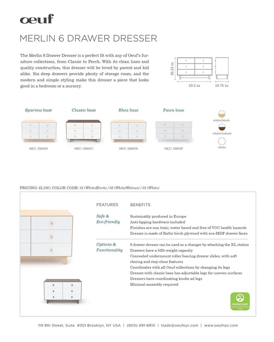 Little oeuf room classic 6 drawer dresser in white