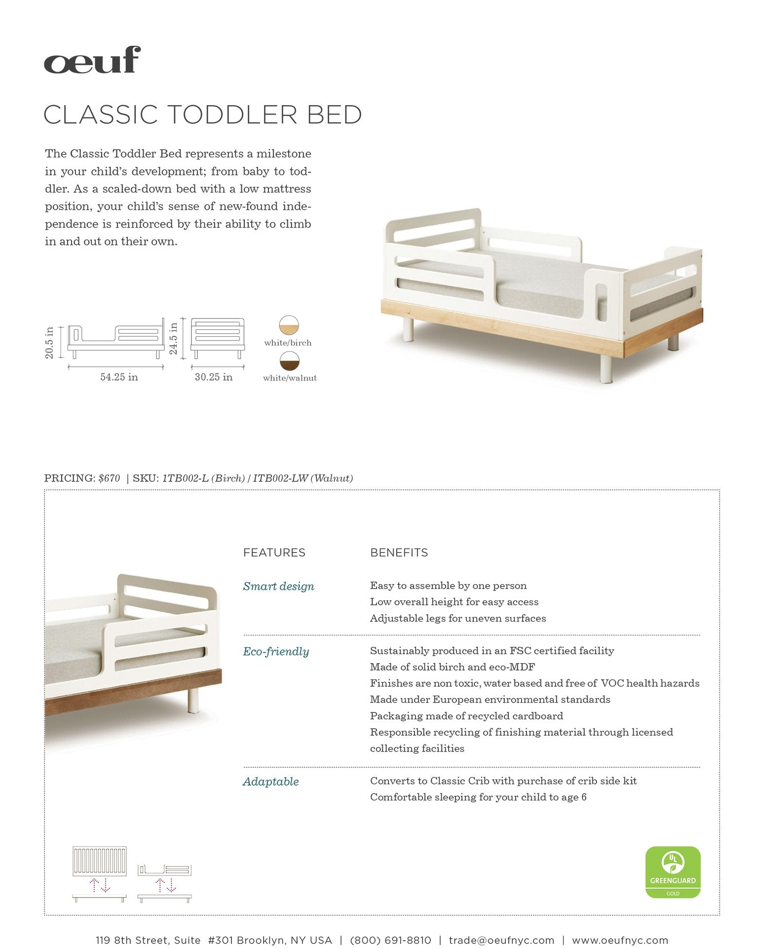 Little oeuf room classic toddler bed in birch