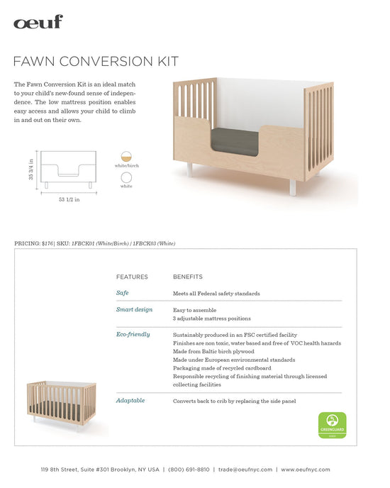 Little oeuf room fawn conversion kit in birch