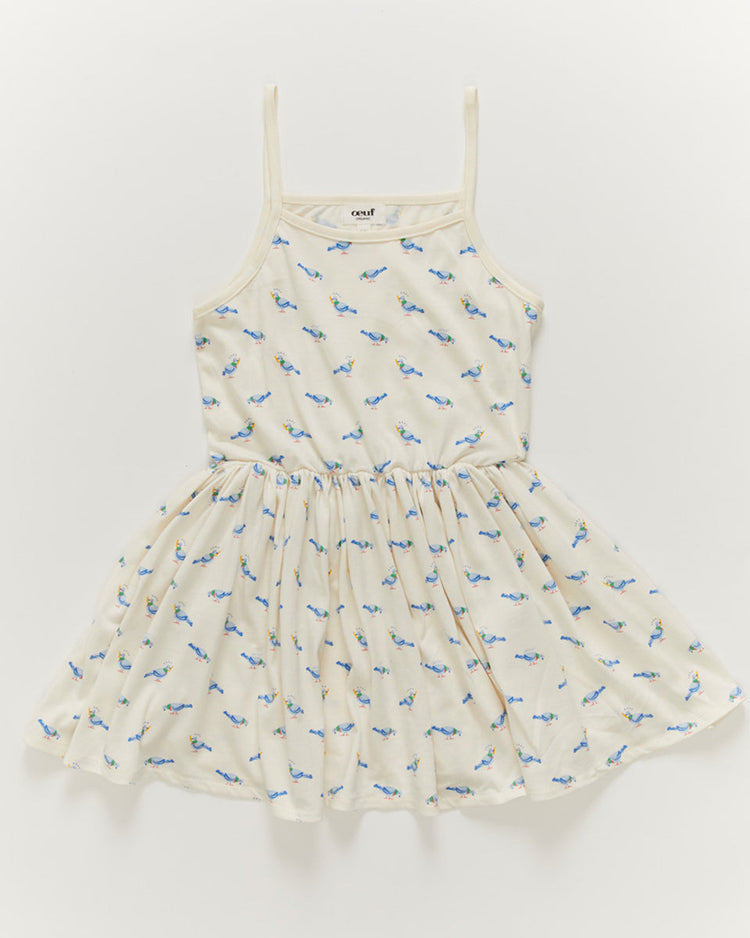 Little oeuf kids flouncy dress in gardenia + pigeon