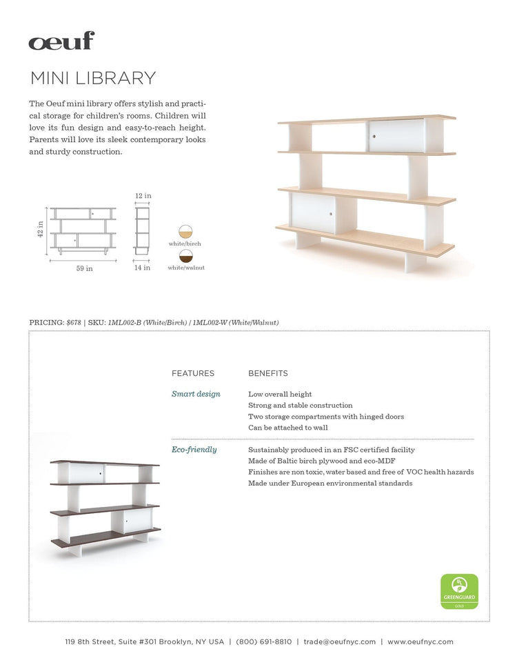 Little oeuf room mini library in walnut