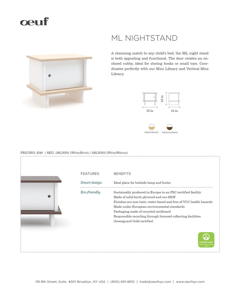 Little oeuf room ml nightstand in birch