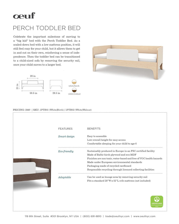 Little oeuf room perch toddler bed in birch