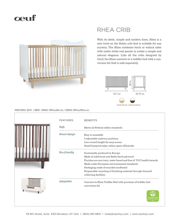 Little oeuf room rhea crib in birch