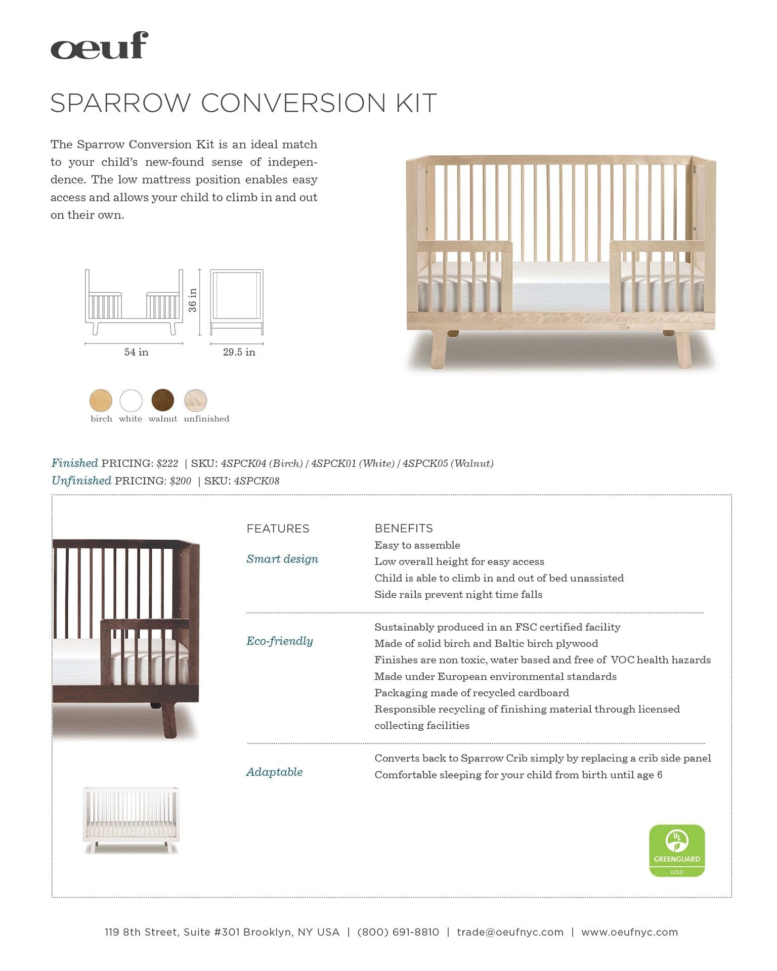 Oeuf sparrow on sale crib conversion kit