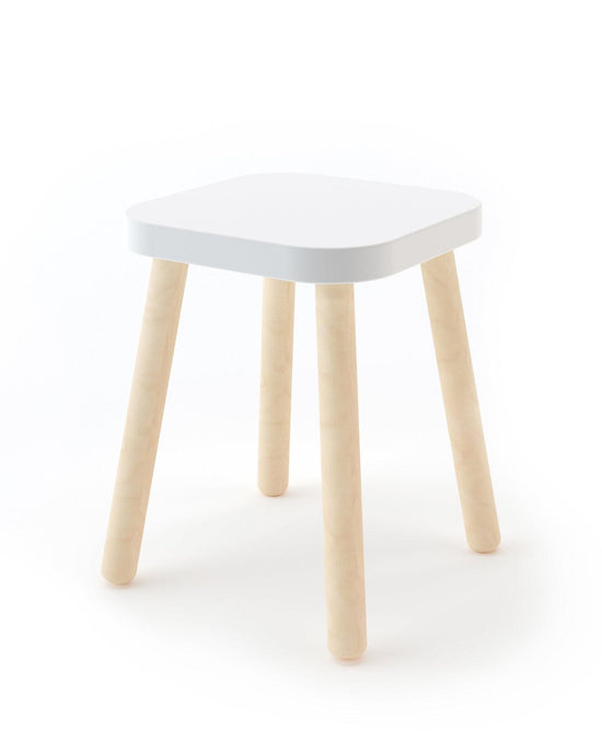 Little oeuf room square stool in white + birch