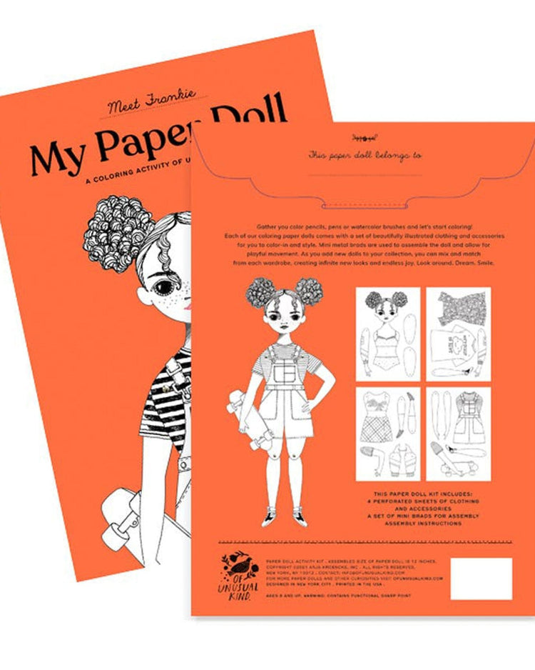 Little of unusual kind play frankie coloring paper doll kit