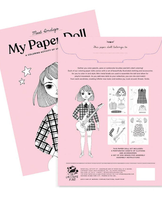Little of unusual kind play indigo coloring paper doll kit