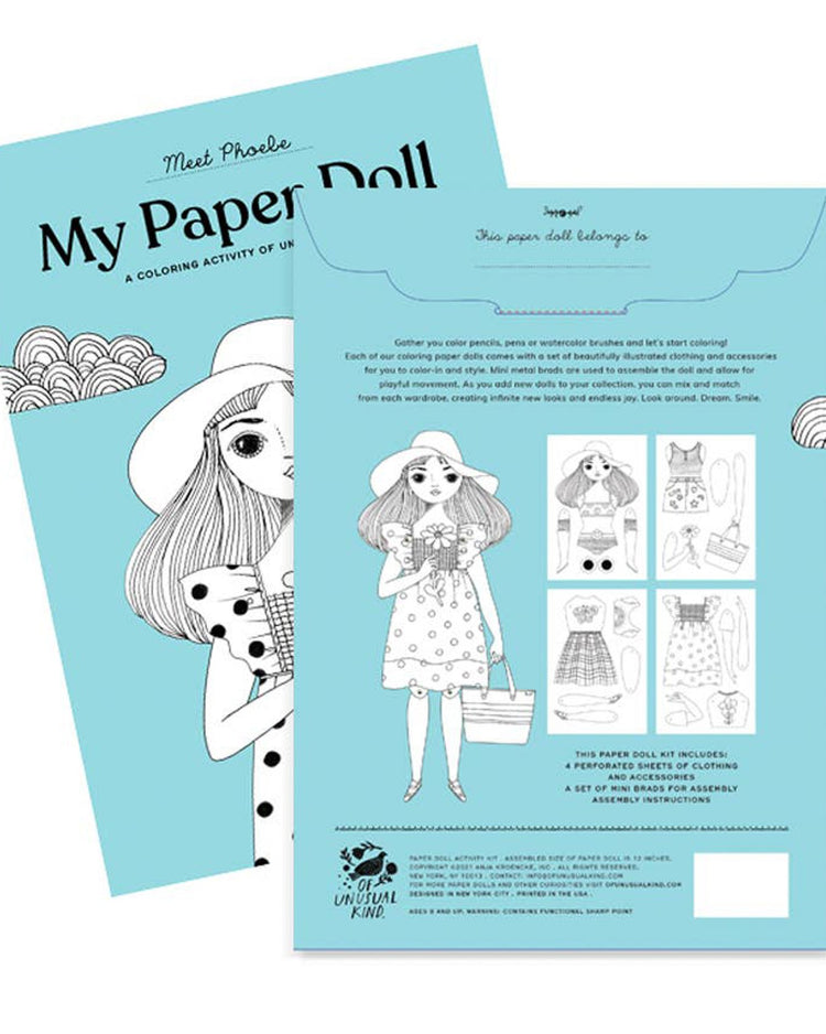 Little of unusual kind play phoebe coloring paper doll kit