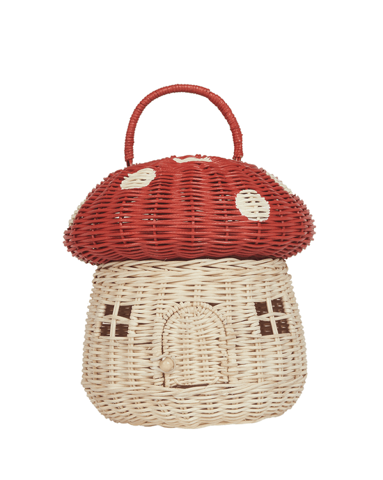 Little olli ella room rattan mushroom basket in red