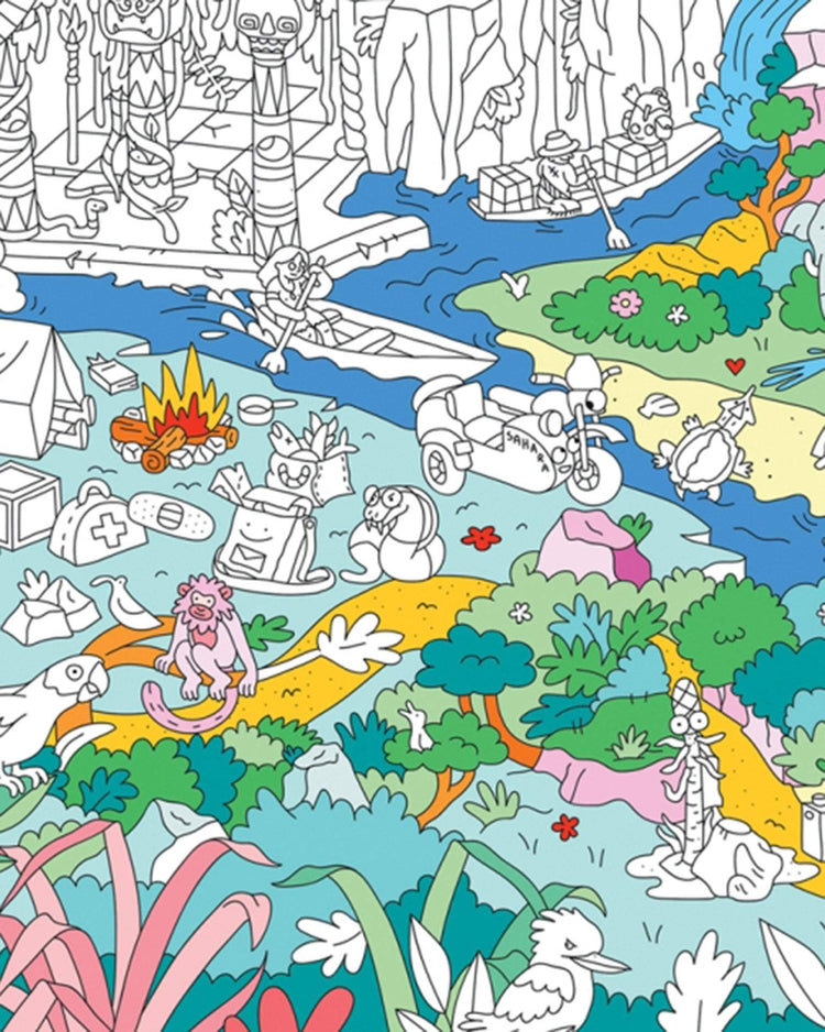 Little omy play jungle coloring poster