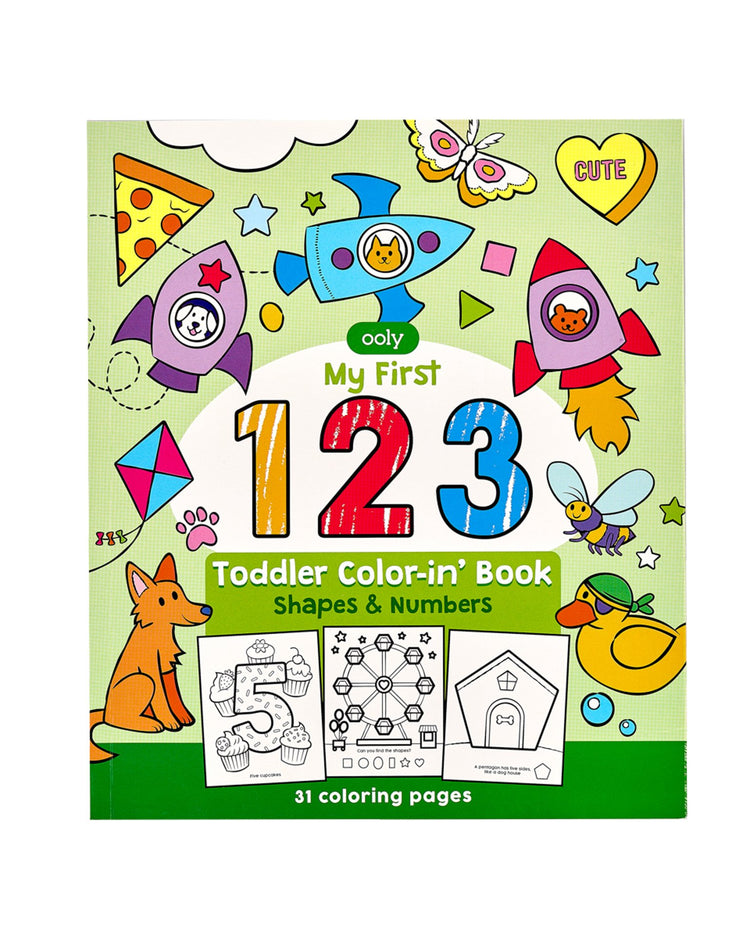 Little ooly play 123: shapes & numbers toddler color-in' book