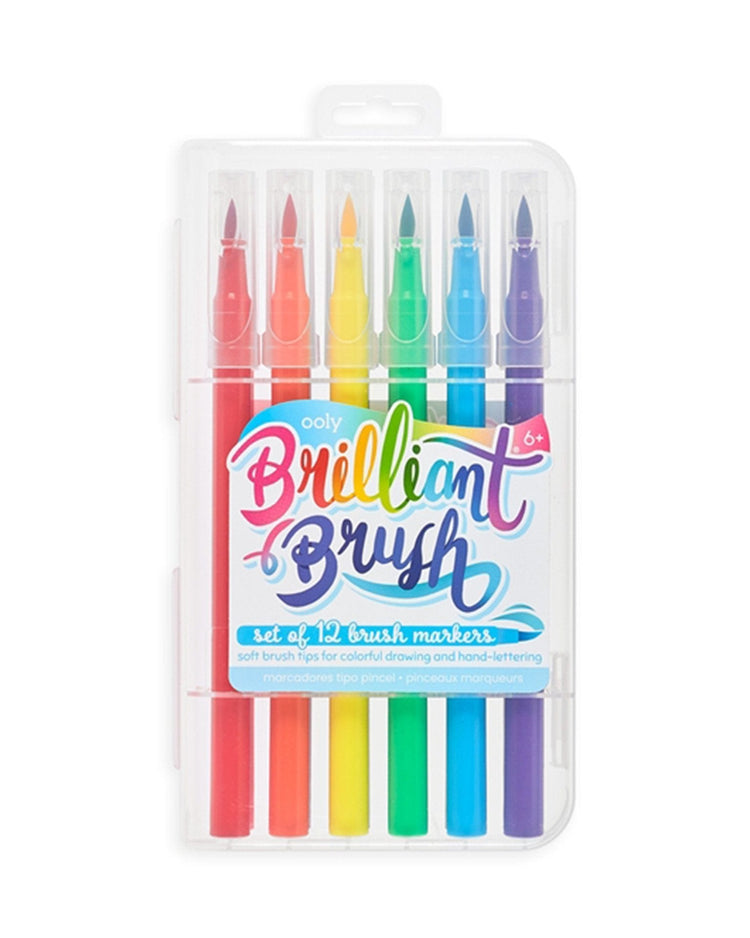 A set of 12 Ooly brilliant brush markers in a plastic case.