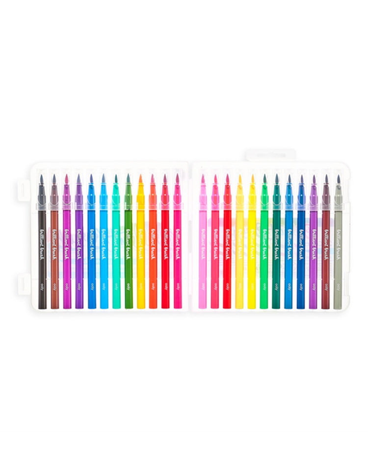 A set of ooly's brilliant brush markers set of 24 in a clear case.