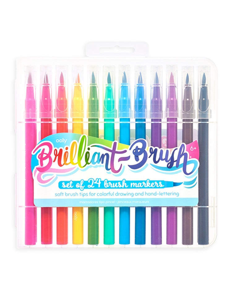 A set of ooly's brilliant brush markers set of 24 in a package for hand lettering art.