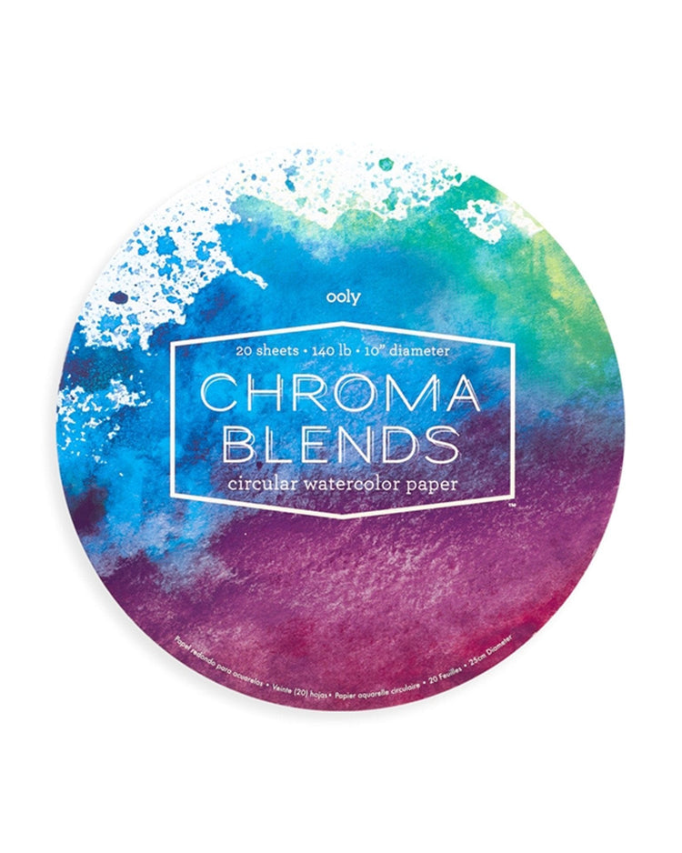 A Ooly chroma blends circular watercolor paper pad with blue and purple hues, is made from acid-free materials.