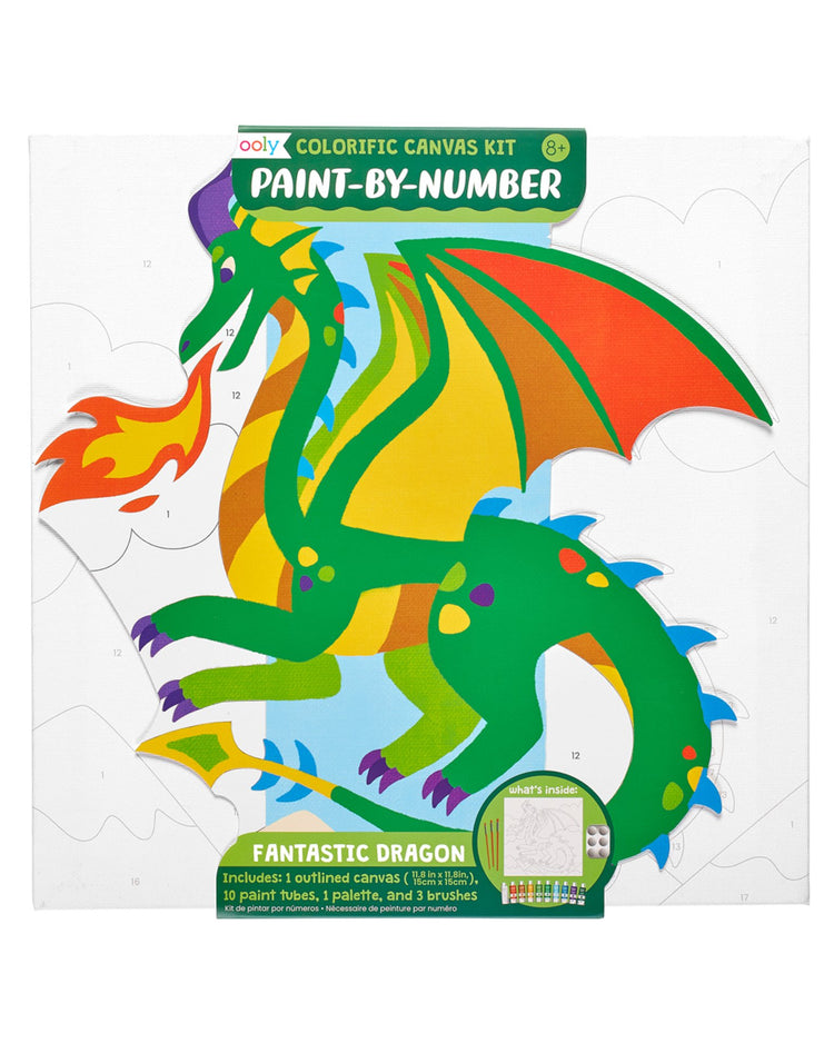 Little ooly play colorific canvas paint by number kit - fantastic dragon