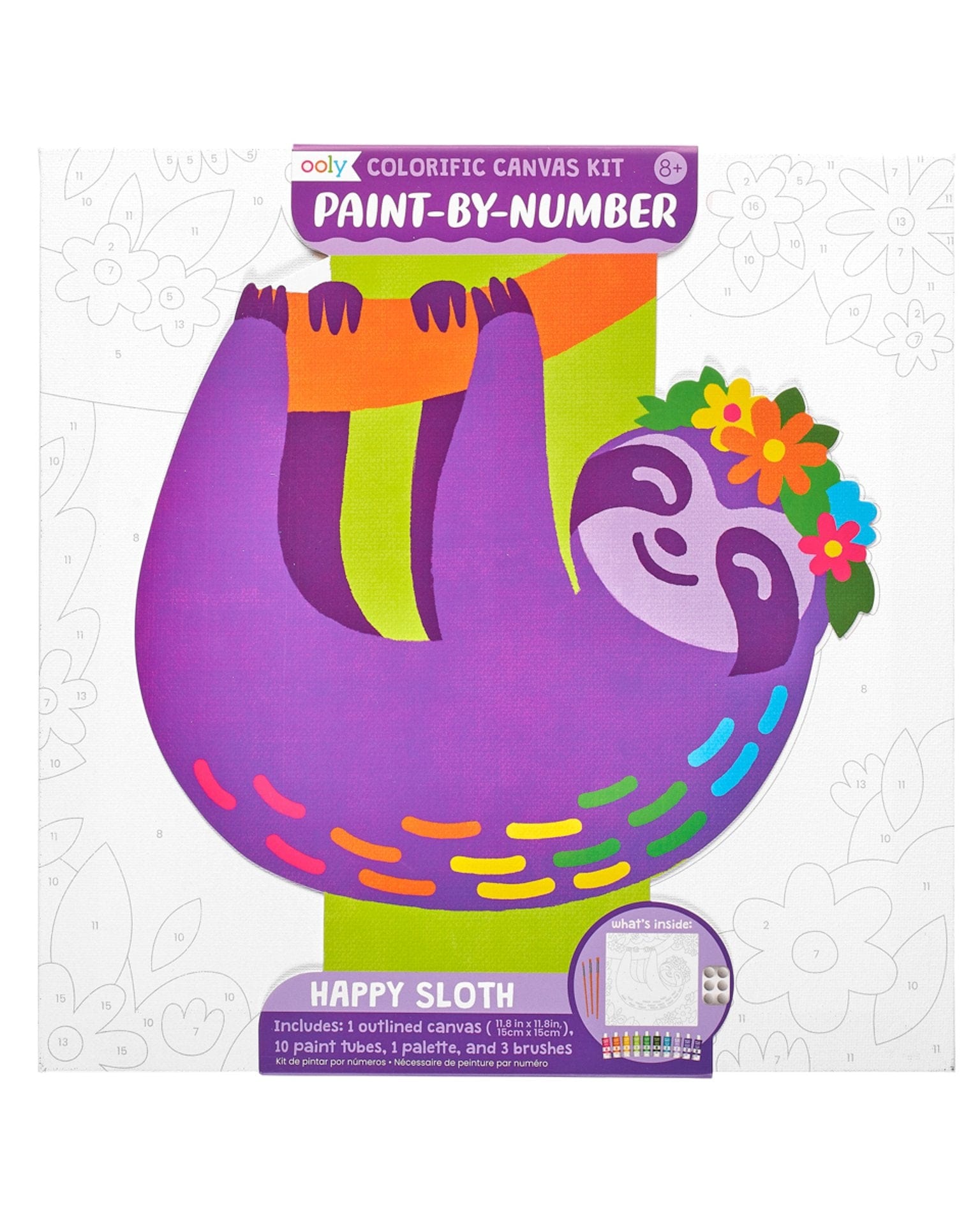 Little ooly play colorific canvas paint by number kit - happy sloth