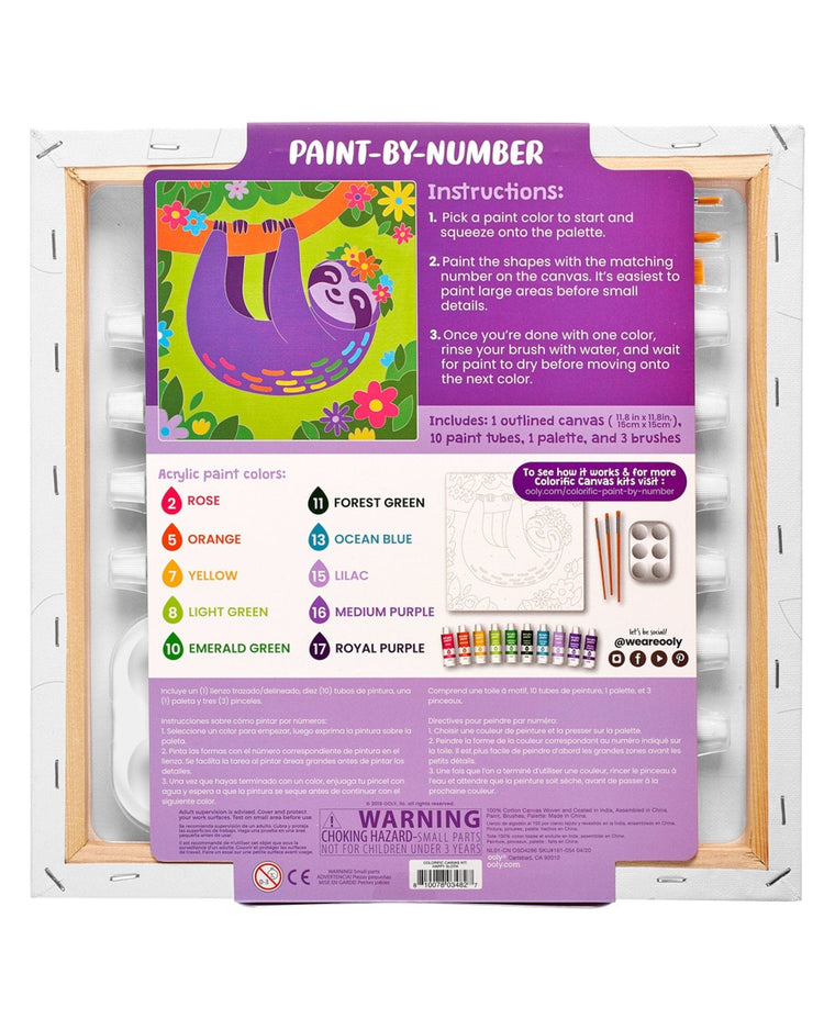 Little ooly play colorific canvas paint by number kit - happy sloth