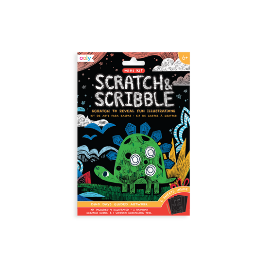 Mini Scratch & Scribble Art Kit: Dino Days - 7 Piece Set