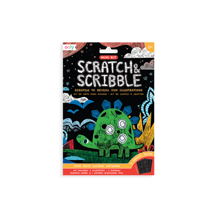 Mini Scratch & Scribble Art Kit: Dino Days - 7 Piece Set