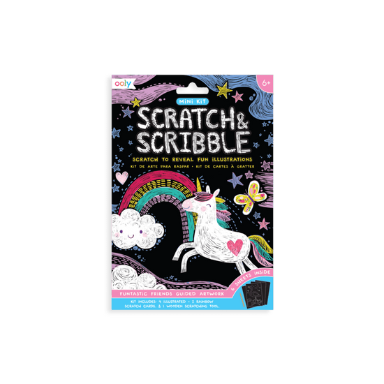 Mini Scratch & Scribble Art Kit: Funtastic Friends - 7 Piece Set