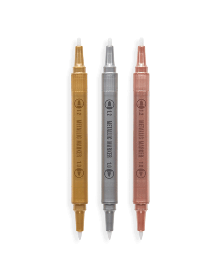 Little ooly play modern trio dual tip metallic markers