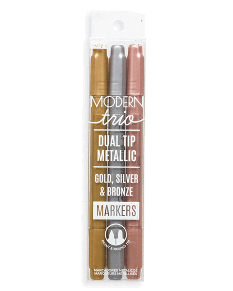 Little ooly play modern trio dual tip metallic markers