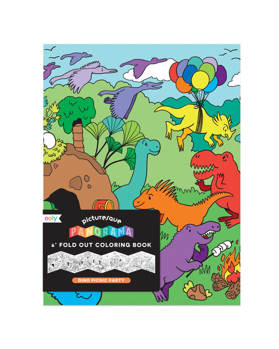 Little ooly play picturesque panorama coloring book - dino picnic party