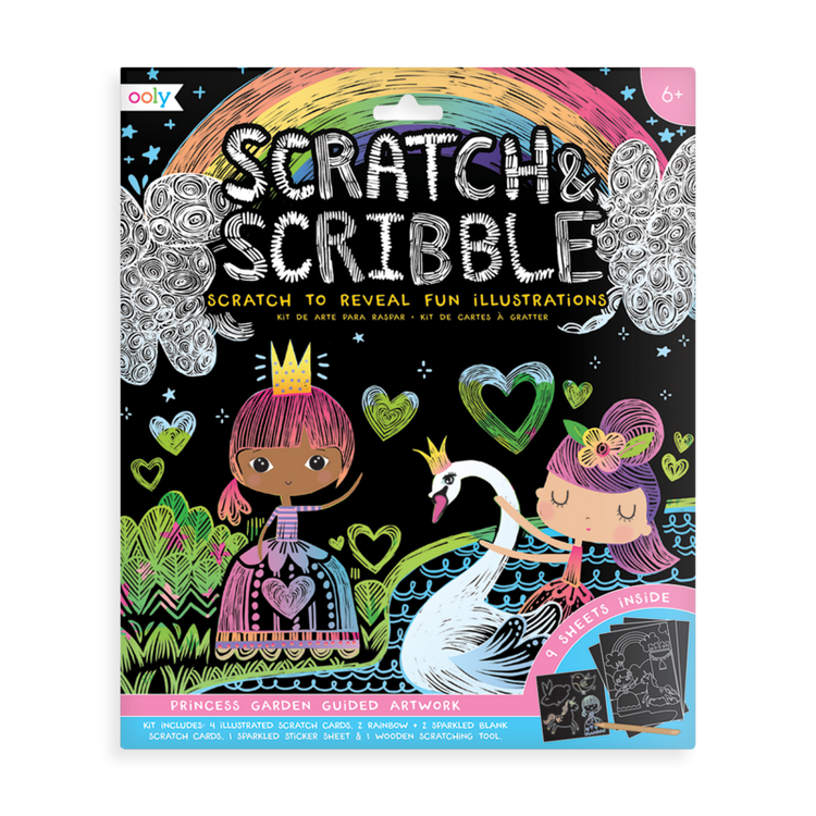 Scratch & Scribble Art Kit: Princess Garden - 10 Piece Set