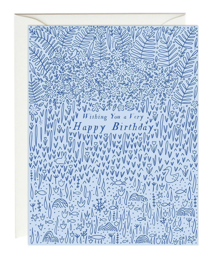 Little paula + waffle paper+party blue fauna birthday card